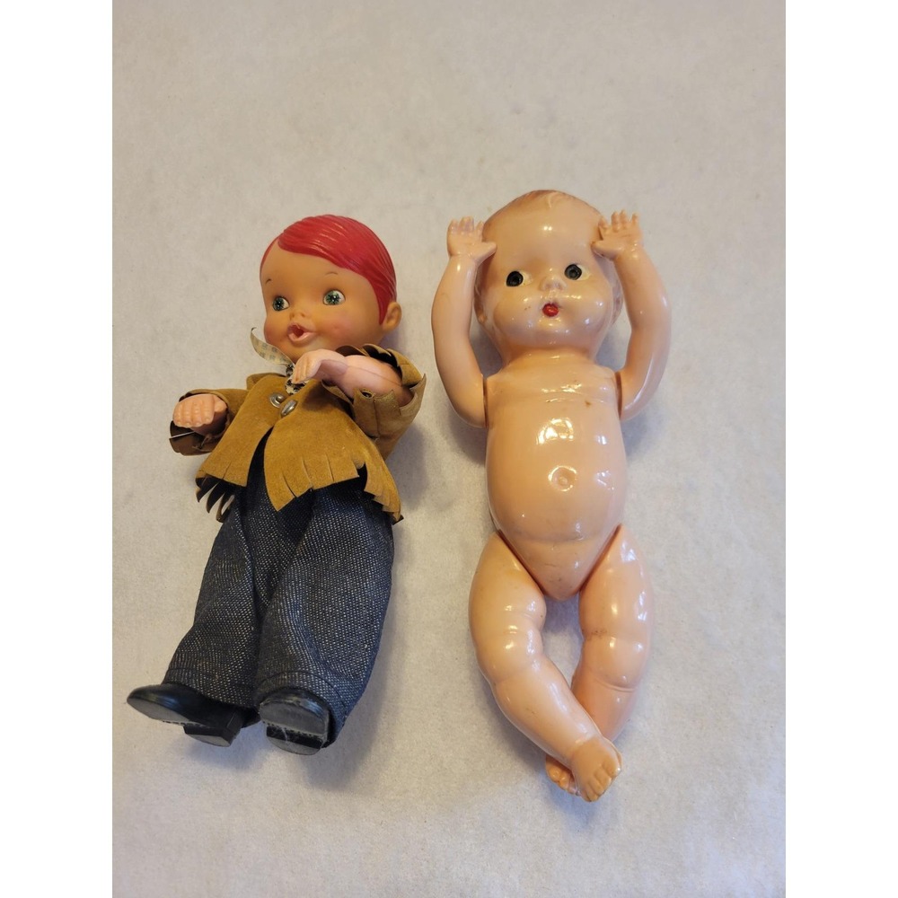 General Mills Vintage Dolls 2pc Set Red Hair Boy Baby‎ 6in Multicolor Good 1972